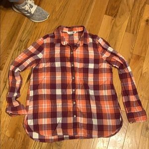 Orange and burgandy plaid flannel
